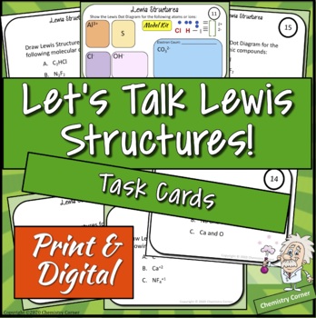 Preview of Lewis Dot Structure Task Cards- Print & Digital |Distance Learning