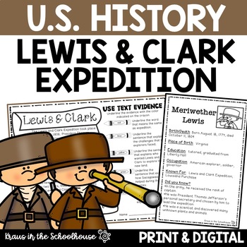 Preview of Lewis and Clark Expedition Activities and Worksheets | Westward Expansion