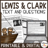 Lewis and Clark Expedition | Text and Worksheet | Printabl