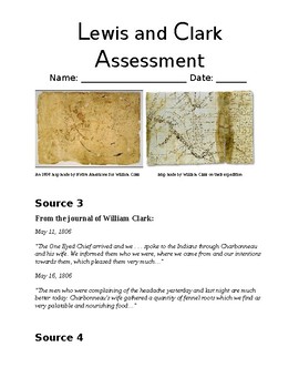 Preview of Lewis and Clark Test-Prep Common Core Assessment with Instructional Task