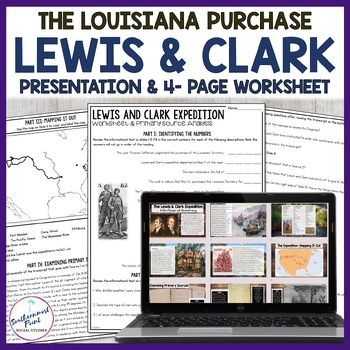 Preview of Lewis and Clark The Louisiana Purchase Worksheet & Map