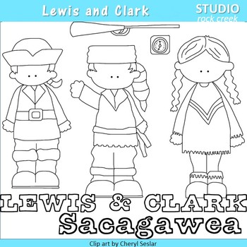 Preview of Lewis and Clark US History Line Drawings Clip Art  C. Seslar