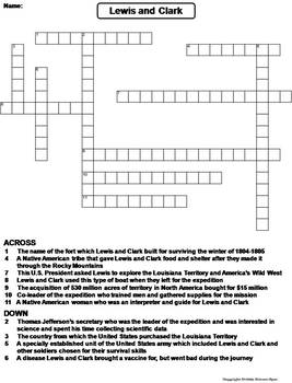 Lewis And Clark Worksheet Crossword Puzzle Science Spot Tpt
