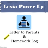 Lexia Power Up Home Communication and Homework Log (Editable)
