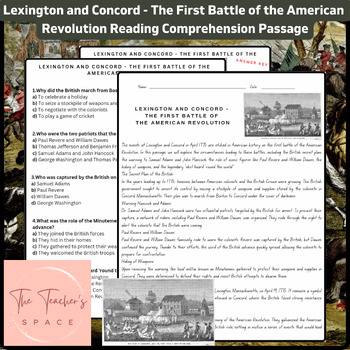 Preview of Lexington and Concord - The First Battle of the American Revolution Reading Pa..