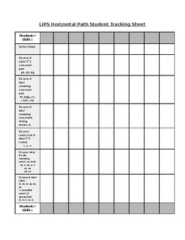 Preview of LiPS Horizontal Path Student Tracking Sheet