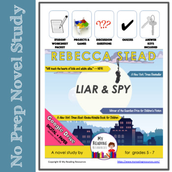 Preview of Novel Study: Liar & Spy (Liar and Spy) by Rebecca Stead (Print + DIGITAL)