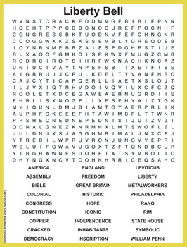 Liberty Bell Word Search by Jennifer Olson Educational Resources