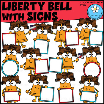 Preview of Liberty Bell with Signs Patriotic Clipart