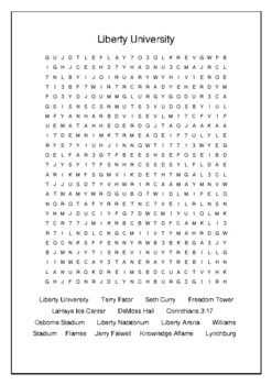 Liberty University Crossword Puzzle and Word Search Bell Ringer