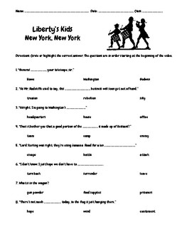 Preview of Liberty's Kids Ep 14 New York, New York Questions w/Write/Draw Assignment