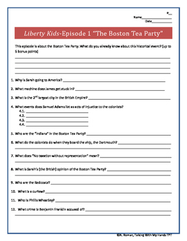 Preview of Liberty's Kids Episode 1 "The Boston Tea Party" Video Comprehension