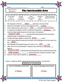 liberty s kids episode 2 the intolerable acts video guide and worksheet