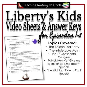 Preview of Liberty's Kids Video Sheets and Answer Keys for Episodes 1-5