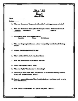 liberty kids episode 1 worksheets teaching resources tpt