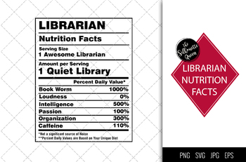 Preview of Librarian Nutrition facts svg – Nutrition svg –Librarian facts clipart