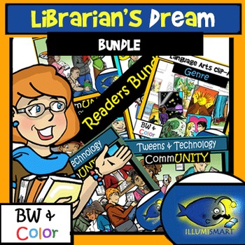 Preview of Librarian's Dream Clip-Art Bundle: 120 + pc. Clip-Art Set! BW & Color