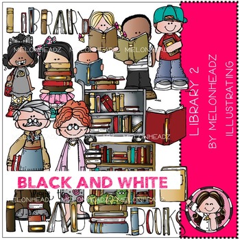 Preview of Library 2 clip art - BLACK AND WHITE- by Melonheadz