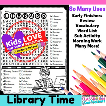 library activity library word search by elementary lesson