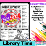 Library Activity: Library Word Search : Early Finishers : 