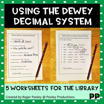 Preview of Using the Dewey Decimal System - Library Activity Worksheets