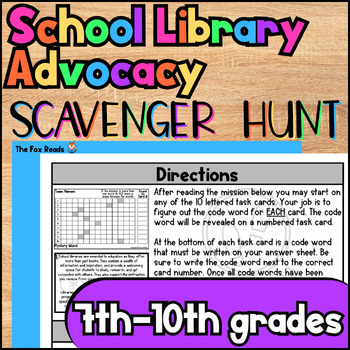Preview of Library Advocacy Scavenger Hunt for Middle and High School