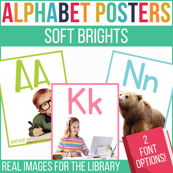 Preview of Library Alphabet with REAL IMAGES | Soft Brights