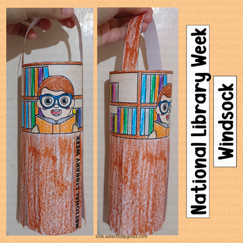 Preview of Library Appreciation Craft Windsock Coloring Bulletin Board Week Activities