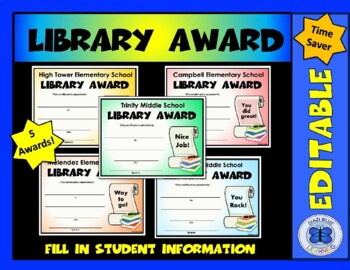 Preview of Library Award 11 - Scroll Set - 5 Awards - Editable