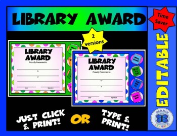 Preview of Library Award 2 - Editable