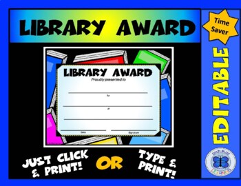 Preview of Library Award 7 - Editable