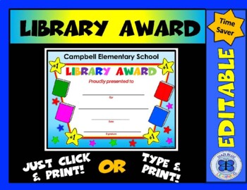 Preview of Library Award 9 - Editable
