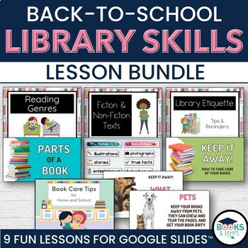Preview of Library Back-to-School Lessons, Skills, Activities Digital Bundle for Libraries
