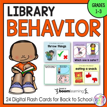 Preview of Library Behavior Back to School Boom Cards