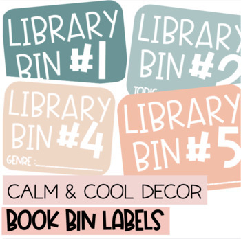 Preview of Library Bin Labels | Calm and Cool Pastel Classroom Decor