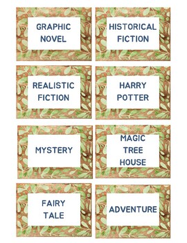 Preview of Library Bin Labels- Natural Wood & Greenery | Back to School