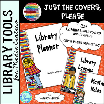 Preview of Library Planner Binders COVERS ONLY Editable Books Theme