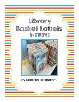 Preview of Library Book Basket Organization Tabs (Multi-Stripe)