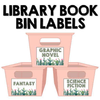 Preview of Library Book Bin Labels Cactus Theme - Book Genre Labels & Blank Labels