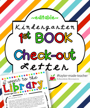 Preview of Library Book Check-out Letter for Kindergarten {editable}
