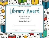 Library Book Return Award Certificate