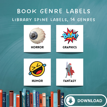 Preview of Library Book Spine Labels Fiction Genre Stickers Genrefy Genrefication