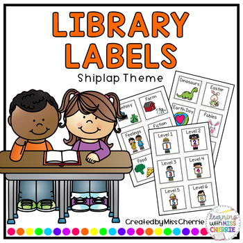 Preview of Library Book Tub Labels (Shiplap Theme) EDITABLE