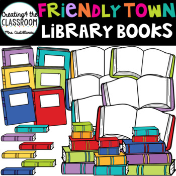 Preview of Library Books Clipart {Library Clip art}