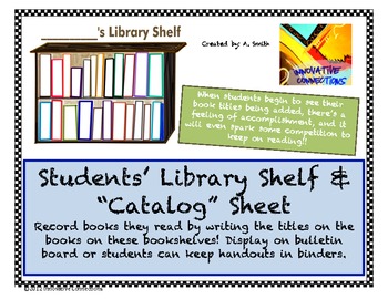 Preview of Library Bookshelf Record Sheets for Students Free Printables