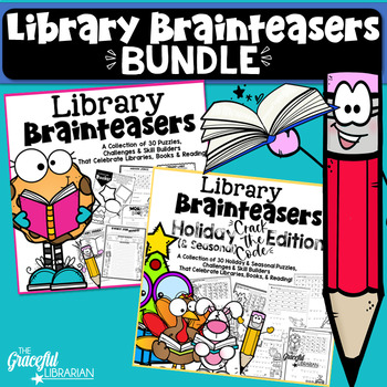Preview of Library Brainteasers Bundle _ Easy Library Lessons