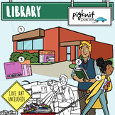 Library Building Community Clipart with Librarian, Card, a