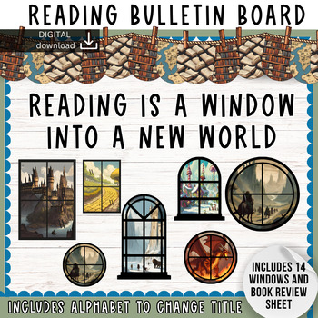 Preview of Library Bulletin Board Kit - Reading Decor - Window to Worlds