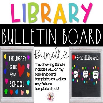 Preview of Library Bulletin Board Template GROWING BUNDLE