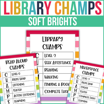 Preview of Library CHAMPS Posters | Soft Brights | EDITABLE